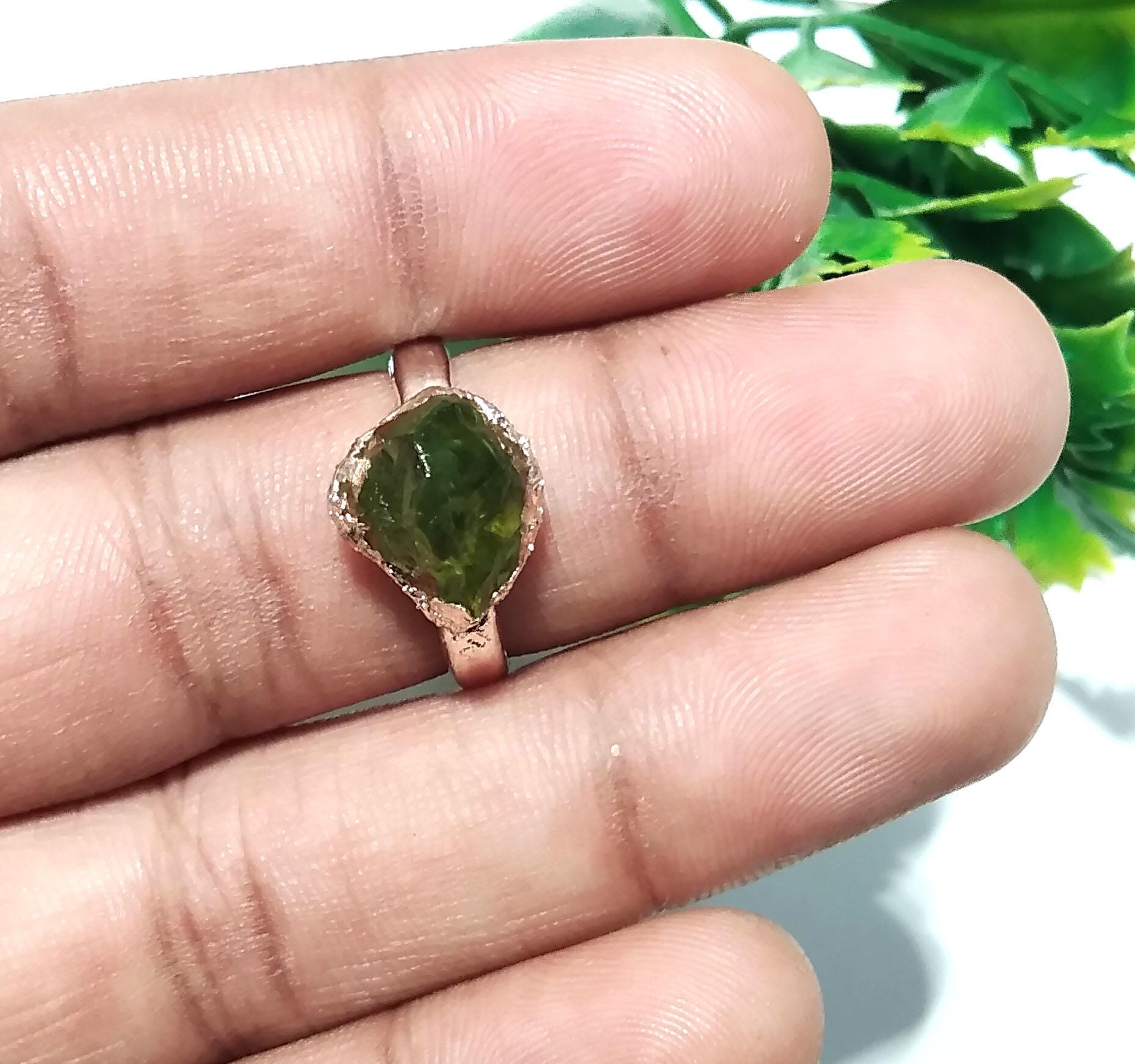 Natural Raw Peridot Rough Gemstone Ring, 925 Solid Sterling Silver Ring, Peridot Stone Size 11x9mm Handmade Ring, Gift Wedding Ring Jewelry